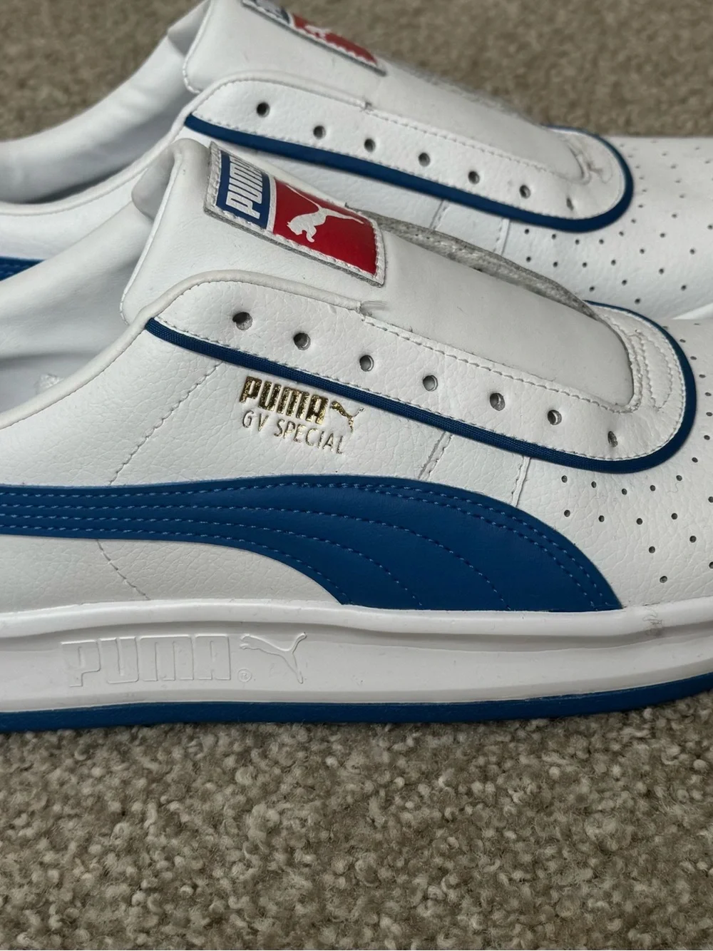 Puma GV Special White and Blue Leather Sneakers